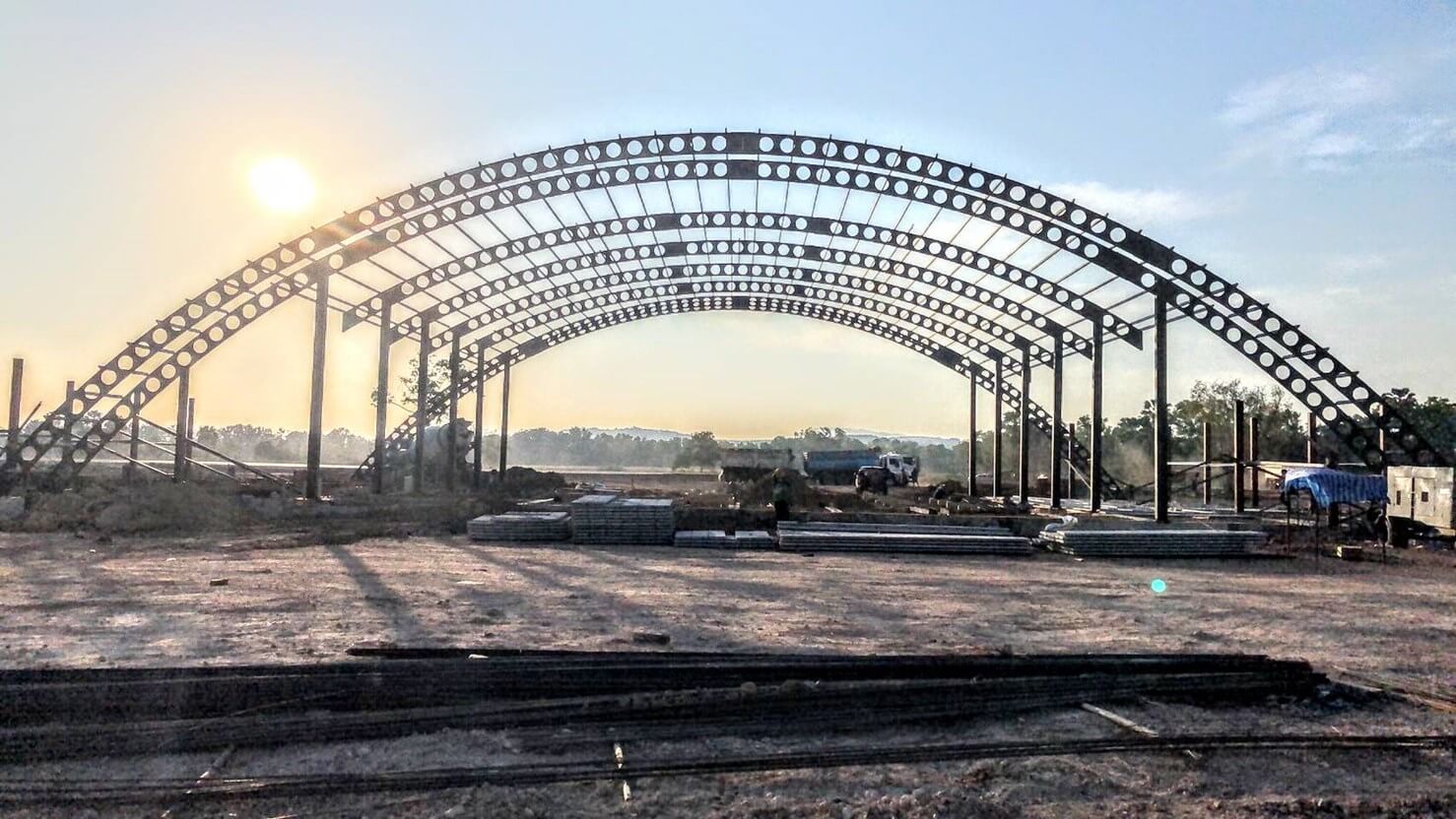 โครงสร้างเหล็ก เซลลูล่าร์บีม อาคารเก็บเครื่องบินขนาดเล็ก ระยอง